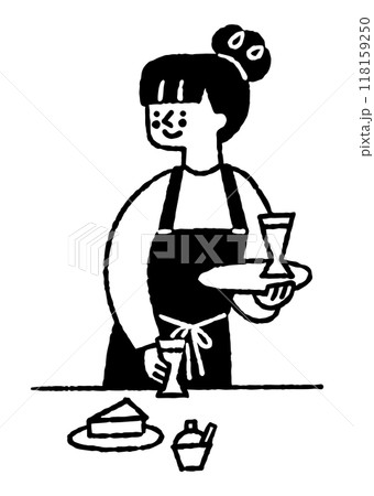 カフェで飲み物を運ぶウエイトレス_2 118159250