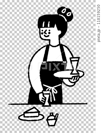 カフェで飲み物を運ぶウエイトレス_2 118159250