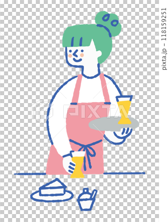 Cafe_color 的女服務生拿著飲料 118159251