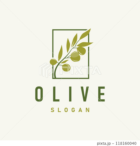 Olive Oil Logo, Olive Leaf Plant Herbal Garden Simple Elegant Luxurious Icon Design Template illustration Olive Oil Logo, Olive Leaf Plant Herbal Garden Simple Elegant Luxurious Icon Design Template illustration 118160040