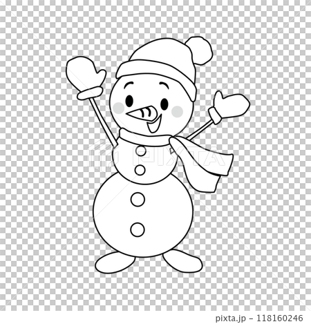 Cute snowman line drawing illustration Cute snowman line drawing illustration 118160246