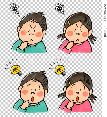 Thinking child and inspirational child set 118160328