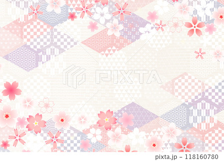 和柄 桜 年賀状 背景 和柄 桜 年賀状 背景 118160780