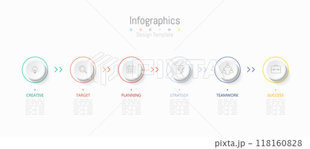 Infographic 6 options design elements for your business data. Vector Illustration. 118160828