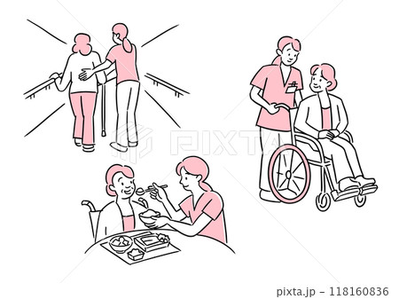介護士の仕事ベクターセット 118160836