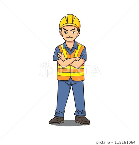 Cartoon character man engineer 118161064