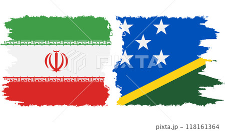 Solomon Islands and Iran grunge flags connection vector 118161364