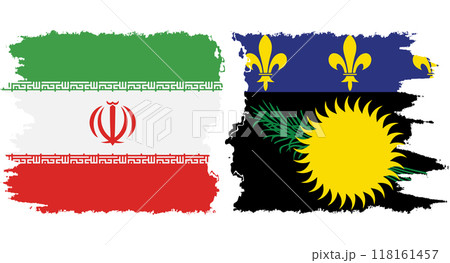 Guadeloupe and Iran grunge flags connection vector 118161457