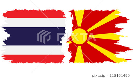 Northern Macedonia and Thailand grunge flags connection vector Northern Macedonia and Thailand grunge flags connection vector 118161490