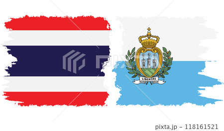 San Marino and Thailand grunge flags connection vector 118161521