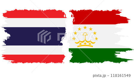 Tajikistan and Thailand grunge flags connection vector 118161549