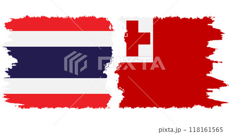 Tonga and Thailand grunge flags connection vector 118161565