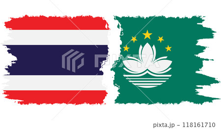 Macau and Thailand grunge flags connection vector Macau and Thailand grunge flags connection vector 118161710