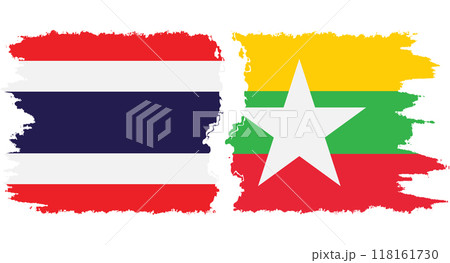 Myanmar and Thailand grunge flags connection vector 118161730