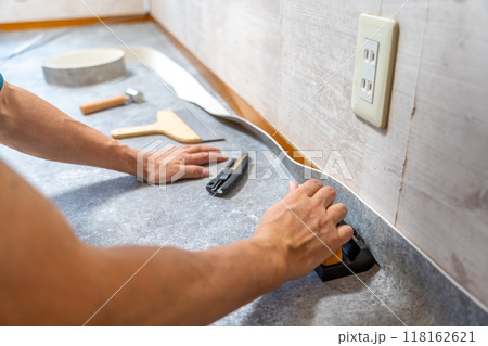 リフォーム DIY 床 クッションフロアの施工 CFカッター リフォーム DIY 床 クッションフロアの施工 CFカッター 118162621