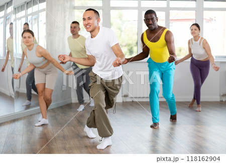 Group of people dancing jazz funk Group of people dancing jazz funk 118162904