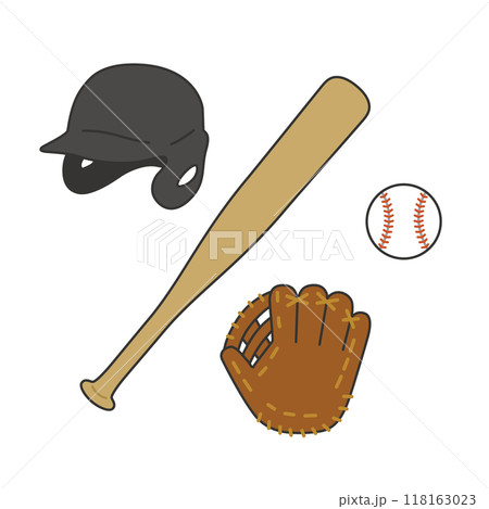 野球用具のセットイラスト素材 野球用具のセットイラスト素材 118163023