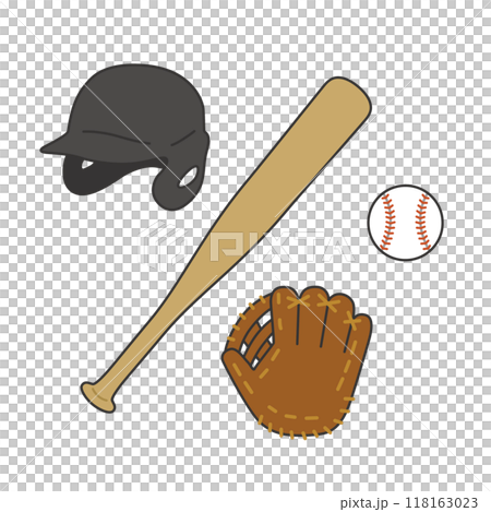 野球用具のセットイラスト素材 野球用具のセットイラスト素材 118163023