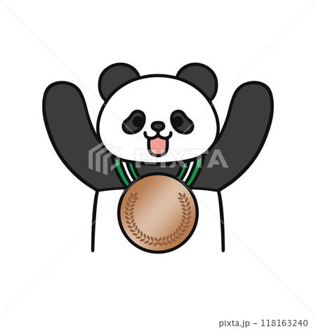 銅メダルを首にかけたパンダ 銅メダルを首にかけたパンダ 118163240