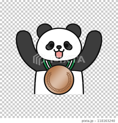 銅メダルを首にかけたパンダ 銅メダルを首にかけたパンダ 118163240