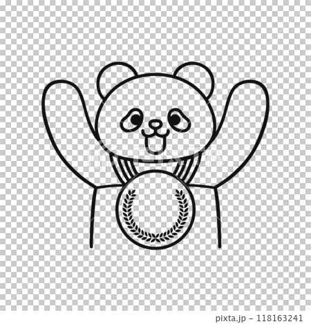 Panda with a medal around its neck 118163241