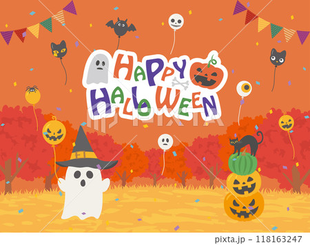 ハッピーハロウィン かわいい森のオバケたち ハッピーハロウィン かわいい森のオバケたち 118163247