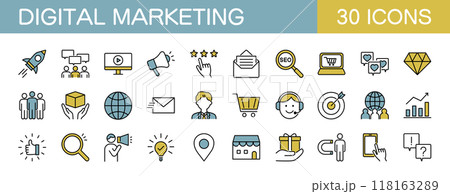デジタルマーケティングに関するアイコンセット　カラー 118163289