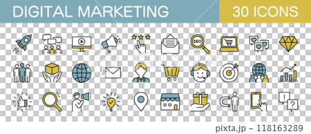Digital marketing icon set color 118163289