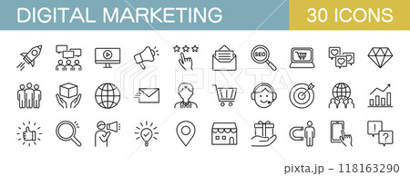 デジタルマーケティングに関するアイコンセット　 118163290