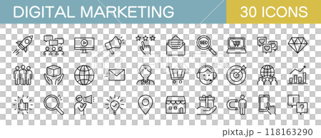 デジタルマーケティングに関するアイコンセット　 118163290