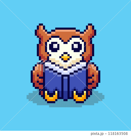 Pixel art Owl reading a book design 118163508