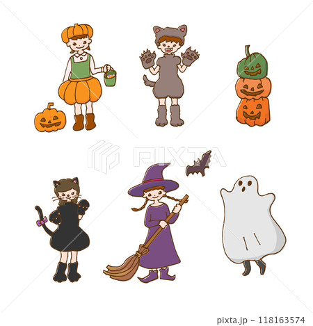 ハロウィンの仮装をする子どもたち ハロウィンの仮装をする子どもたち 118163574