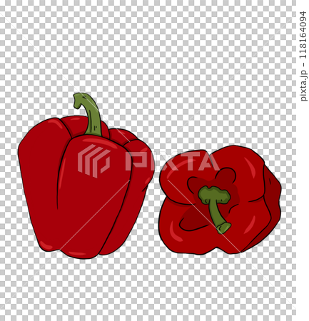 Two red bell peppers in simple style. Digital illustration	 118164094