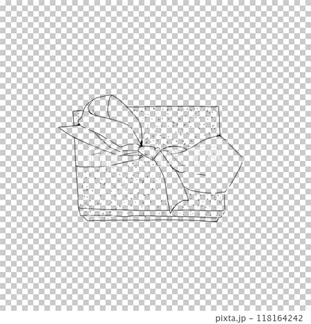 Christmas gift closed box textured tied with satin bow graphic black and white line illustration print engraving texture new year eve Christmas gift closed box textured tied with satin bow graphic black and white line illustration print engraving texture new year eve 118164242