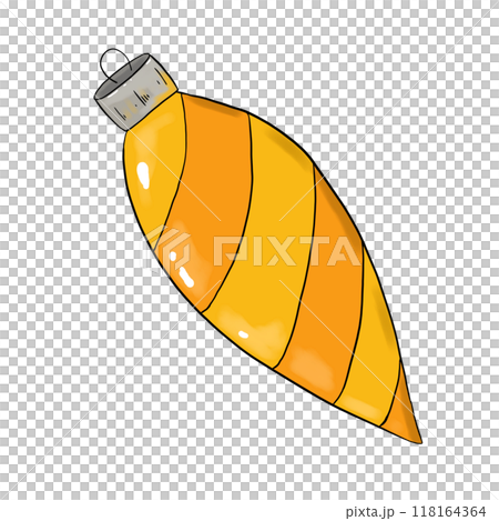 Yellow and orange spiral Christmas tree toy, color illustration 118164364