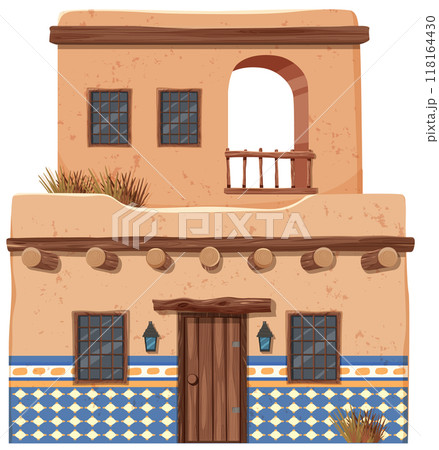 Traditional Mexican Adobe House Traditional Mexican Adobe House 118164430