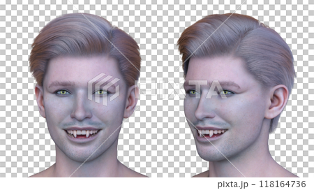 男性吸血鬼臉部特寫 118164736