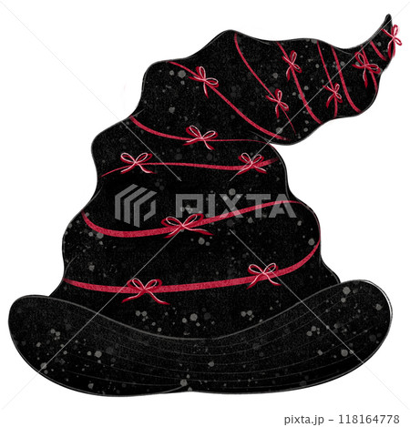 Halloween Clipart Collection Designs of Various Black Witch Hats with Stylish Bows, Buckles, and Ribbons, Perfect for Spooky Themed Projects, Crafts, and Digital Designs 118164778