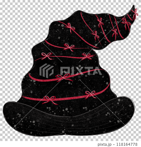Halloween Clipart Collection Designs of Various Black Witch Hats with Stylish Bows, Buckles, and Ribbons, Perfect for Spooky Themed Projects, Crafts, and Digital Designs 118164778