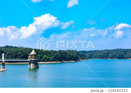 多摩湖と取水塔 多摩湖と取水塔 118165525