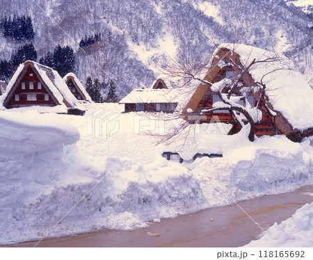 「世界文化遺産」五箇山、菅沼合掌造り集落の雪景色/国指定重要伝統的建造物群保存地区/国指定史跡 「世界文化遺産」五箇山、菅沼合掌造り集落の雪景色/国指定重要伝統的建造物群保存地区/国指定史跡 118165692