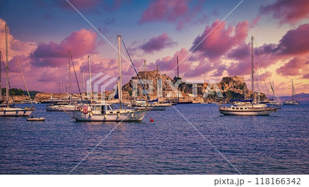 Port in the city of Kerkyra on the island of Corfu - Greece. 118166342
