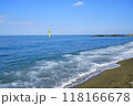 summer sandy beach with small waves 118166678