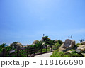 Rocky hill beach scenery with coast 118166690