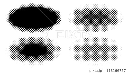 ハーフトーン　楕円　黒　シンプルベクター素材	 118166737