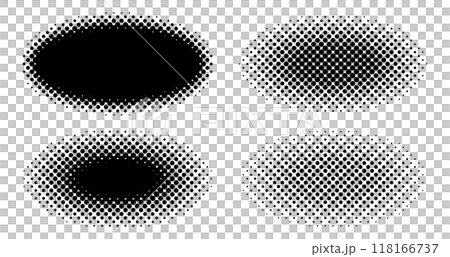 ハーフトーン　楕円　黒　シンプルベクター素材	 118166737
