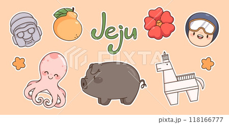 Jeju island traditional elements set Jeju island traditional elements set 118166777