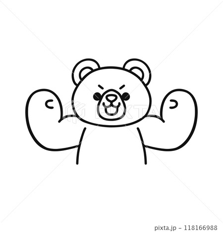 ガッツポーズをするクマ・線画 118166988