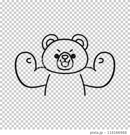 一隻熊擺出膽量姿勢的線條畫 118166988