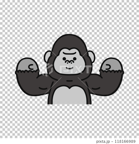 Gorilla doing a fist pump Gorilla doing a fist pump 118166989